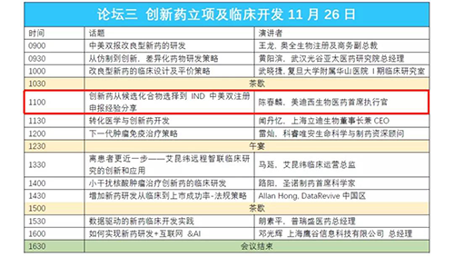 演講題目:創(chuàng)新藥從候選化合物選擇到IND中美雙注冊(cè)申報(bào)經(jīng)驗(yàn)分享